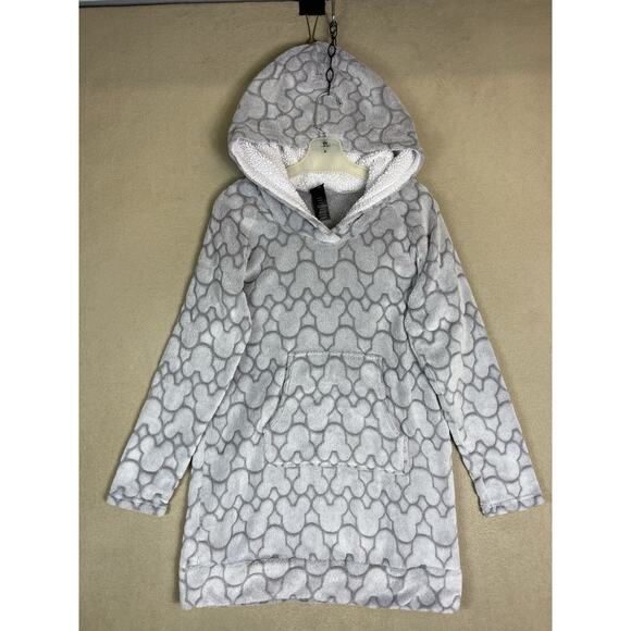 Disney Hoodie Womens M Gray Mickey Mouse Lounger Sherpa Fleece Soft Pajama - Picture 1 of 10